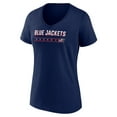 thumbnail image 2 of Women's Navy Columbus Blue Jackets Primary Play V-Neck T-Shirt, 2 of 3