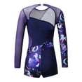 thumbnail image 2 of Doomiva Kids Girls Mesh Long Sleeve Keyhole Back Gymnastics Leotard Ballet Dance Biketard Tumbling Uniform Navy Blue 14, 2 of 5