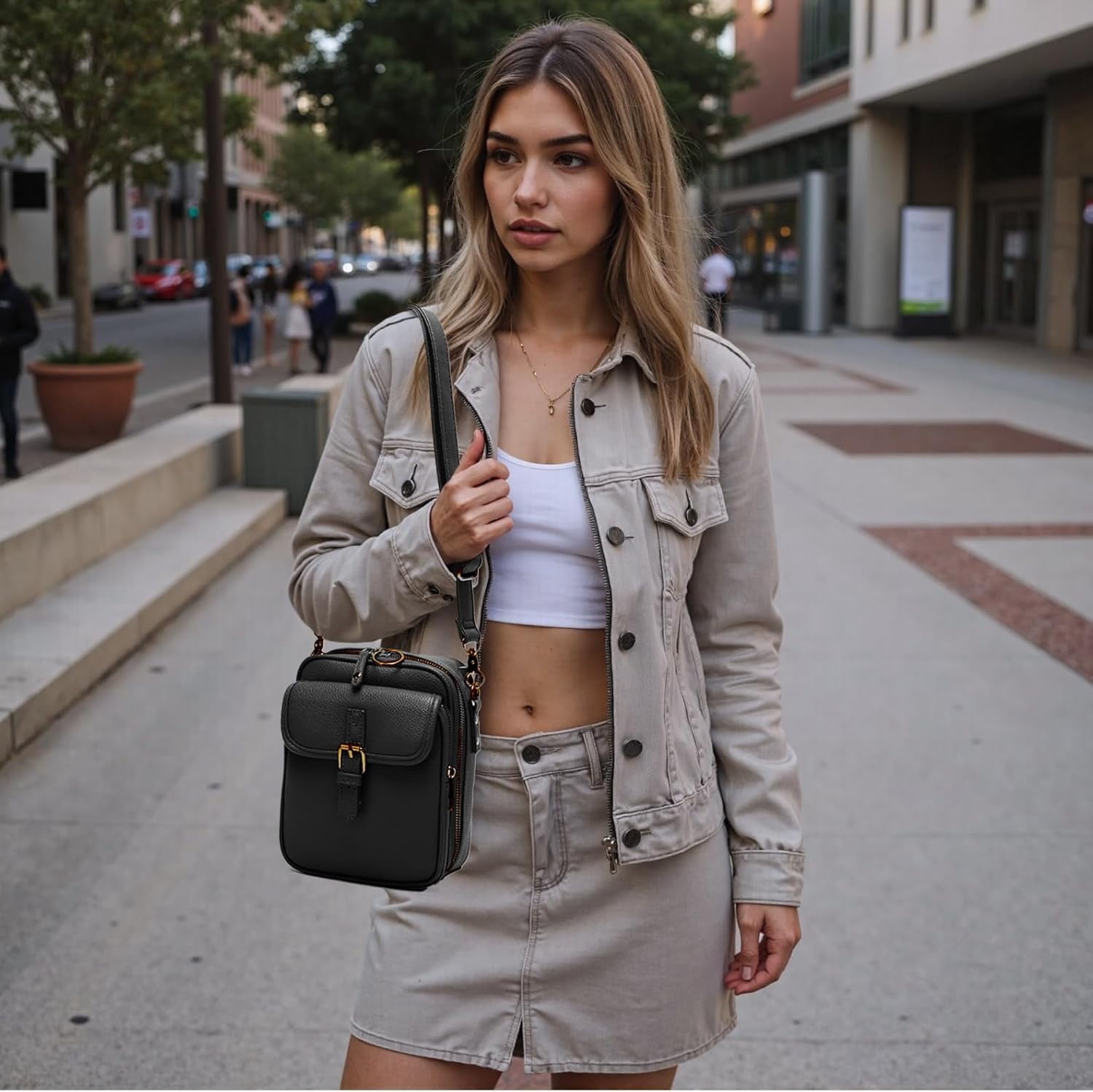 Leather Crossbody Bags for Women Anti-Theft Vegan Purse with Card Slots, Travel Shoulder Bag, Waterproof Crossbody Purse