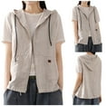thumbnail image 3 of HTNBO Women's Sleeveless Hoodies Sweatshirt Basic Zip Up Vest Summer Casual Loose Fit Drawstring Hooded Tank Tops, 3 of 4