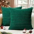 thumbnail image 7 of Christmas Throw Pillow Covers 18x18 Inch, Set of 2, Corduroy Soft Striped Farmhouse Boho Pillow Cover, Modern Decorative Cushion Pillow Case for Couch Sofa Bedroom Living Room(Green), 7 of 7