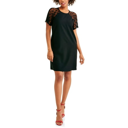 Lace Shoulder Button - Shira Pearla Women's Lace Shoulder Shift Dress
