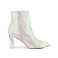 thumbnail image 3 of BLISSFUL STEP Women's Clear Block Heel Ankle Booties Pointed Toe Party Shoes Bling White 8, 3 of 7