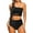 Black, variant on MOSHU One Shoulder Womens Bikini Sets High Waisted Bathing Suits for Women Tie High Cut Swimsuits