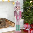 thumbnail image 6 of HOMYL Nutcracker Figurine Christmas Nutcracker Figure for Holiday Home Living Room Pink, 6 of 8
