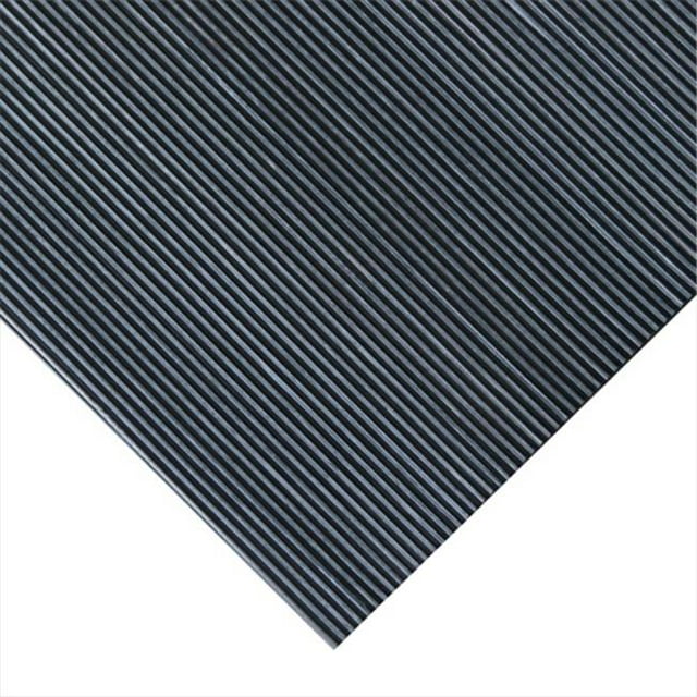 Rubber-Cal Fine Rib Corrugated Rubber Runners Mat - 120 x 48 x 0.13 in.