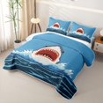 thumbnail image 3 of Manfei Kawaii Shark Twin Quilt Set, Sea Cartoon Animal Twin Coverlet Set, Blue, 2pcs, 1 Bedspread and 1 Pillowcase, 3 of 7