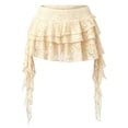 thumbnail image 4 of MDUKONU Women's Y2K Mini Skirt Ruffle Lace Mesh Flowy Asymmetrical Skort Size: S Beige, 4 of 4