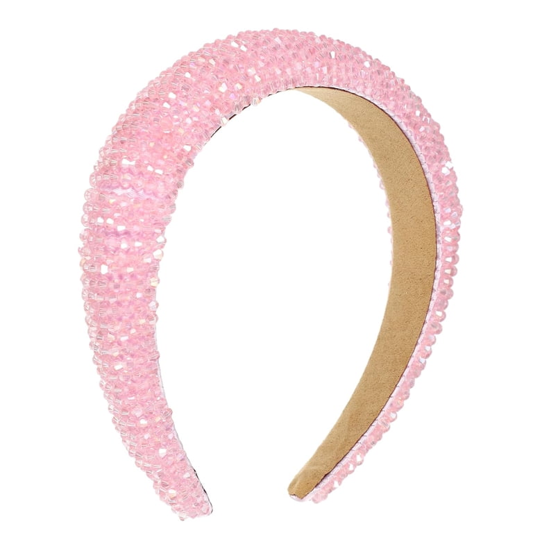 The Rhinestone Crystal Pink Padded Headband Pink Crystal Princess Padded Headbands Rhinestone Hairbands  main image 3