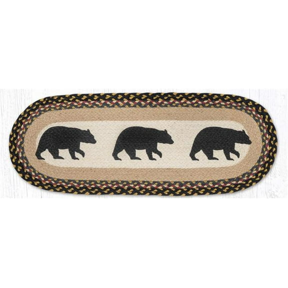 Earth Rug 68-043AB 13 x 36 in. American Bear Braided Oval Table Runner, Burgundy & Mustard