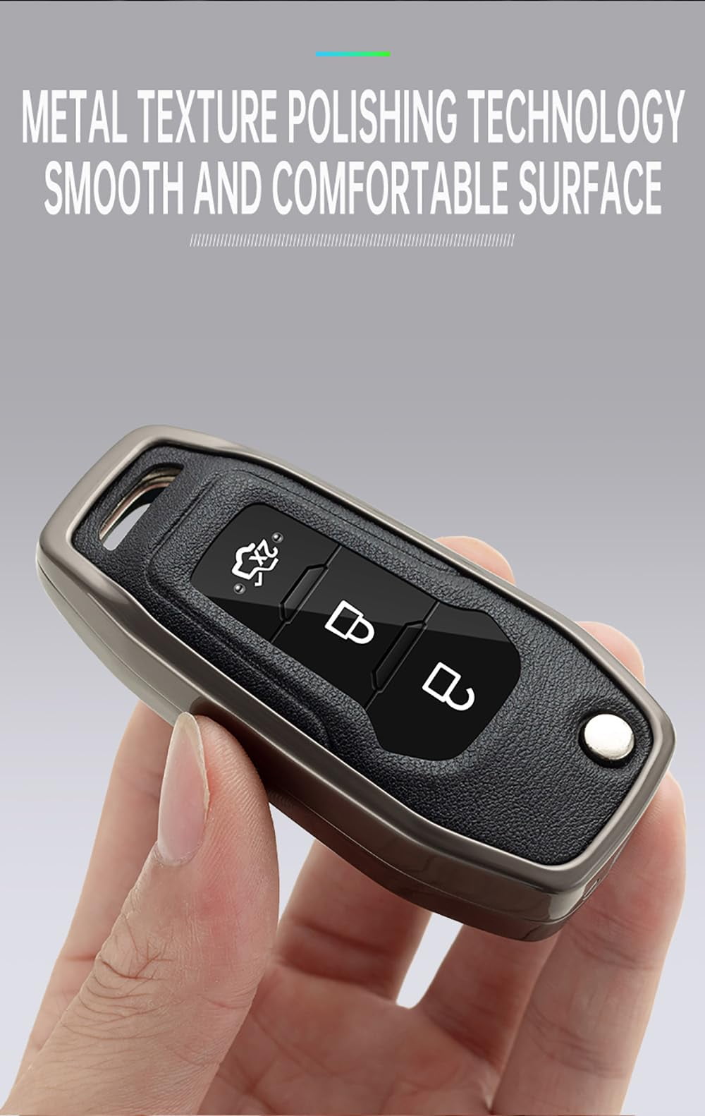 3-Button Car Key Bag Fit for Ford Flip Folding Key Remote Key Fob Cover for EcoSport Escort Explorer F-150 F-250 F-350 F-450 F-550 Super Duty Mondeo Ranger Titanium Car Accessories