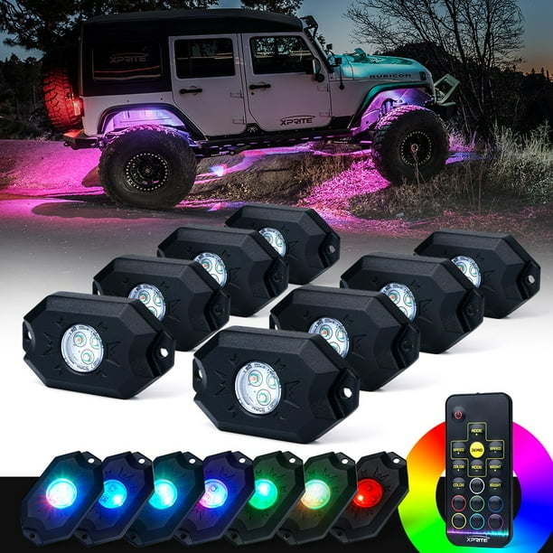 Xprite 8pc Victory Series Remote Control Rgb Led Rock Lights