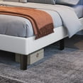 thumbnail image 4 of Catrimown Full Size Led Bed Frame, Upholstered Modern Bed Frame with with Faux Leather Headboard, No Box Spring Needed, White, 4 of 6