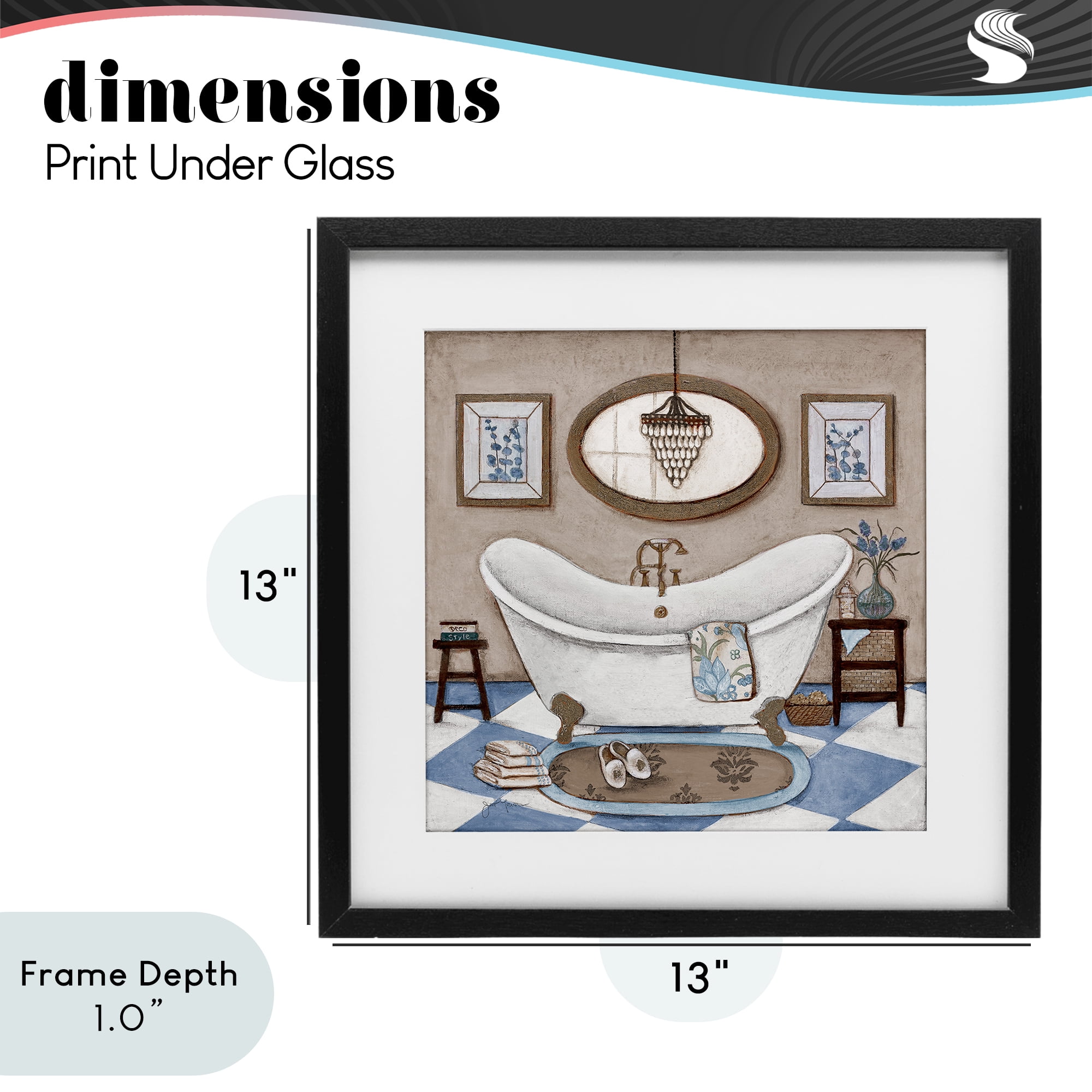 Stupell Industries Checkered Relaxing Bathtub Black Framed Print Under Glass, design by Janet Tava
