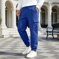 thumbnail image 5 of GEWSEY Mens Fleece Cargo Sweatpants Heavyweight Elastic Waist Pants with Pockets Baggy Drawstring Jogger Pants (Blue, XXL), 5 of 7