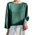 thumbnail image 1 of FAIWAD Women's Long Sleeve Tunic Tops Round Neck Solid Color Plus Size Lightweight Pullover Tops, 1 of 6