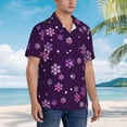 thumbnail image 5 of Daiia Purple Snow Flakes Hawaiian Shirt for Men Gentle Cotton Regular Short Sleeve Casual-Large, 5 of 9