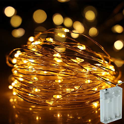 100 LED Warm White Fairy Light Battery Operated for Bedroom Chrismas Halloween Party Wedding 33 Ft Battery Powered String Light NSOP Battery Fairy Lights