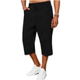 thumbnail image 4 of CIAKGIAF Men Shorts with Pockets Drawstring Elastic Waist Rolled Cuff Capri Solid Casual Capris Shorts, 4 of 6