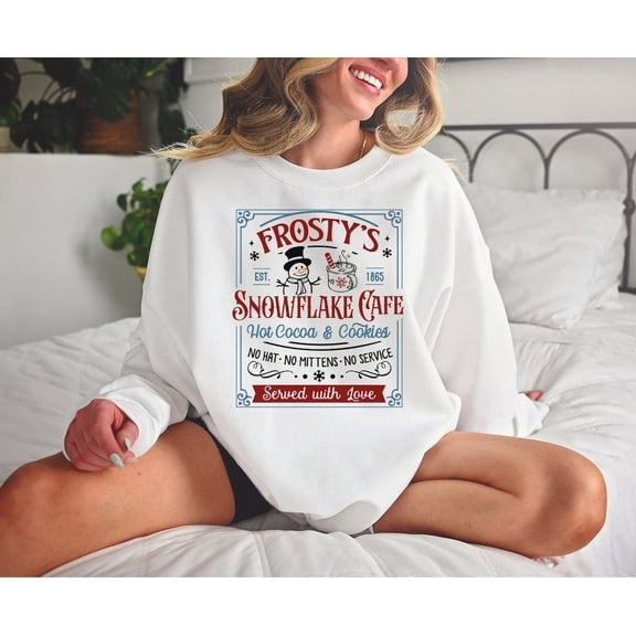 Frosty's Snowflake Cafe Sweatshirts, Vibes Hoodies, Cute Hoodies, Hot Cocoa and Cookies Shirts, Spirit Tees All Size S-5Xl