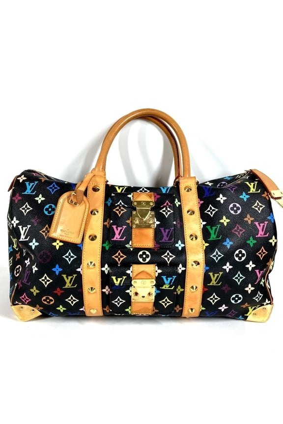 Pre-Owned LOUIS VUITTON M92640 Monogram Multicolore Takashi Murakami Studded Keepall 45 Bag...