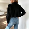 thumbnail image 6 of cocolona Cropped Jackets for Women Lapel Button Down Trendy Tops Casual Long Sleeve Fall Short Outerwear, 6 of 7