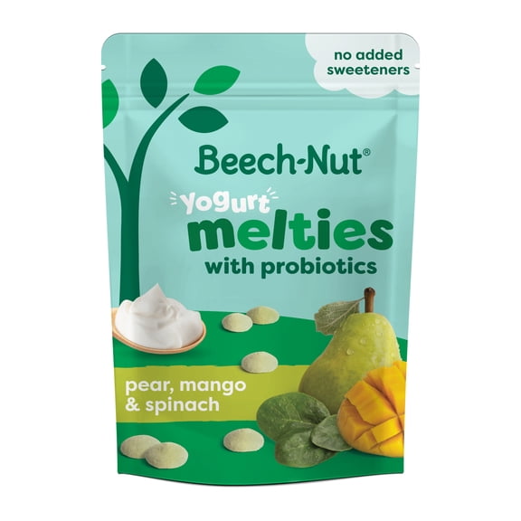 Beech-Nut Probiotic Melties Pear Mango Spinach Yogurt Melts Baby & Toddler Snack, 1 oz Bag