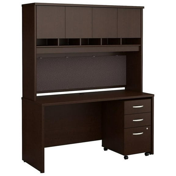Pemberly Row Modern / Contemporary 60" 3 Drawer Credenza with Hutch