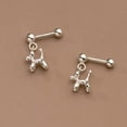 thumbnail image 4 of K-KED New Pair 925 Solid Sterling Silver Dog Design Earrings Sleeper Design, 4 of 6