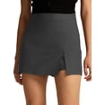 thumbnail image 3 of Skirts for Women Trendy High Waisted Corduroy Mini Skirt with Shorts Gray L, 3 of 9