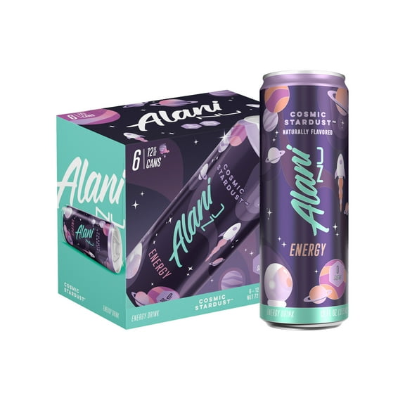 Alani Nu Sugar Free Energy Drink, Cosmic Stardust, 12 fl oz, 6 Pack, Cans, 200mg Caffeine