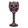thumbnail image 5 of Ebros Gothic Black Red Pink Green Day of The Dead Sugar Skull Wine Goblet 7oz, 5 of 7
