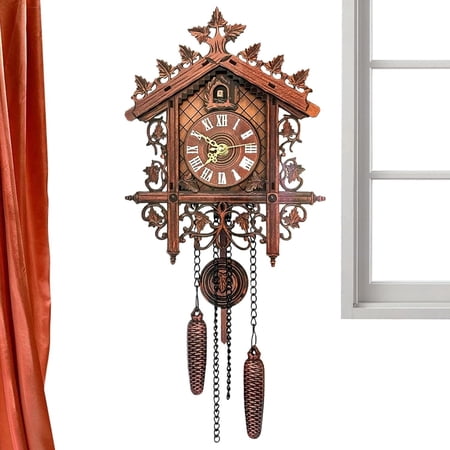 Cuckoo Wall Clock Vintage Bird Pendulum Hanging Clock, Wooden Retro Design with Accurate Movement, Classic Home Decor for Living Room, Office, Interior Display(RL 1 PC)