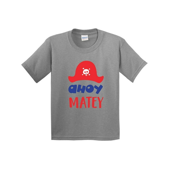 Inktastic Ahoy Matey, Pirate Hat, Skull and Bones, Pirates Youth T-Shirt