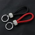 thumbnail image 3 of Llaveros de cuerda de cuero PU hechos a mano, llaveros de cristal brillante para mujeres, hombres y niñas, accesorios para bolsos de coche, llavero de regalo, 3 of 4