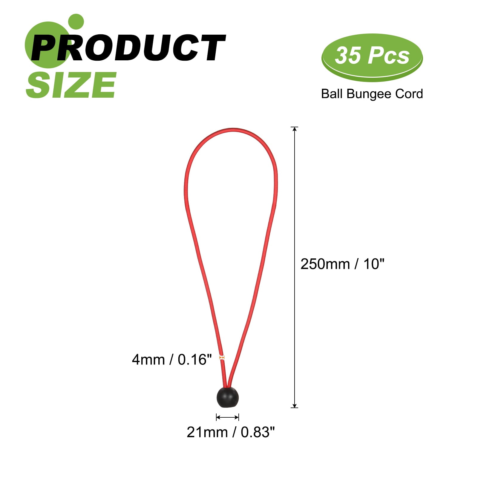 Ball Bungee Cord 12 Inch, 35 Pcs Bungee Cords with Balls Canopy Tarp Tie Downs Cords Elastic String for Outdoor Camping Cargo Shelter Tent Poles, Red