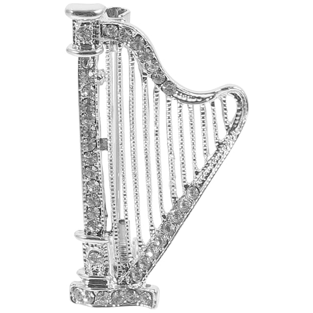 Shisuyan Stylish Instrument Shape Brooch Crystal Rhinestone Breastpin Unisex Outfit Brooch for Party