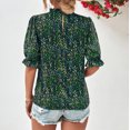 thumbnail image 4 of Pompotops Femmes Mode Casual Chemise d'Impression Manches Courtes Tops Col Rond Tops Chemisier Dégagement, 4 of 7