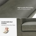 thumbnail image 5 of Swivel Barrel Chair with Faux Leather Upholstery & Sturdy Solid Wood Base Modern, 360-Degree Rotation for Living Room and Bedroom Seating Gray, 5 of 8