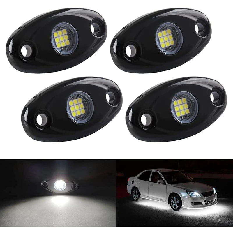 8Pcs 9LED Super Bright Rock Light Kit LED Waterproof LED Neon Underglow Light for Off Road Truck Boat White