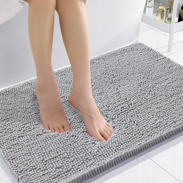 Alfombra de baño Smiry Luxury Chenille extrasuave, absorbente, gris, 90 x 60 cm