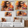 thumbnail image 4 of Designart "Mid Century Fashion Portrait with Tropical Sunglasses IV" Fashion Framed Wall Art Decor - Glam Yellow Fashion Illustration Entryway Framed Wall Art, 4 of 6