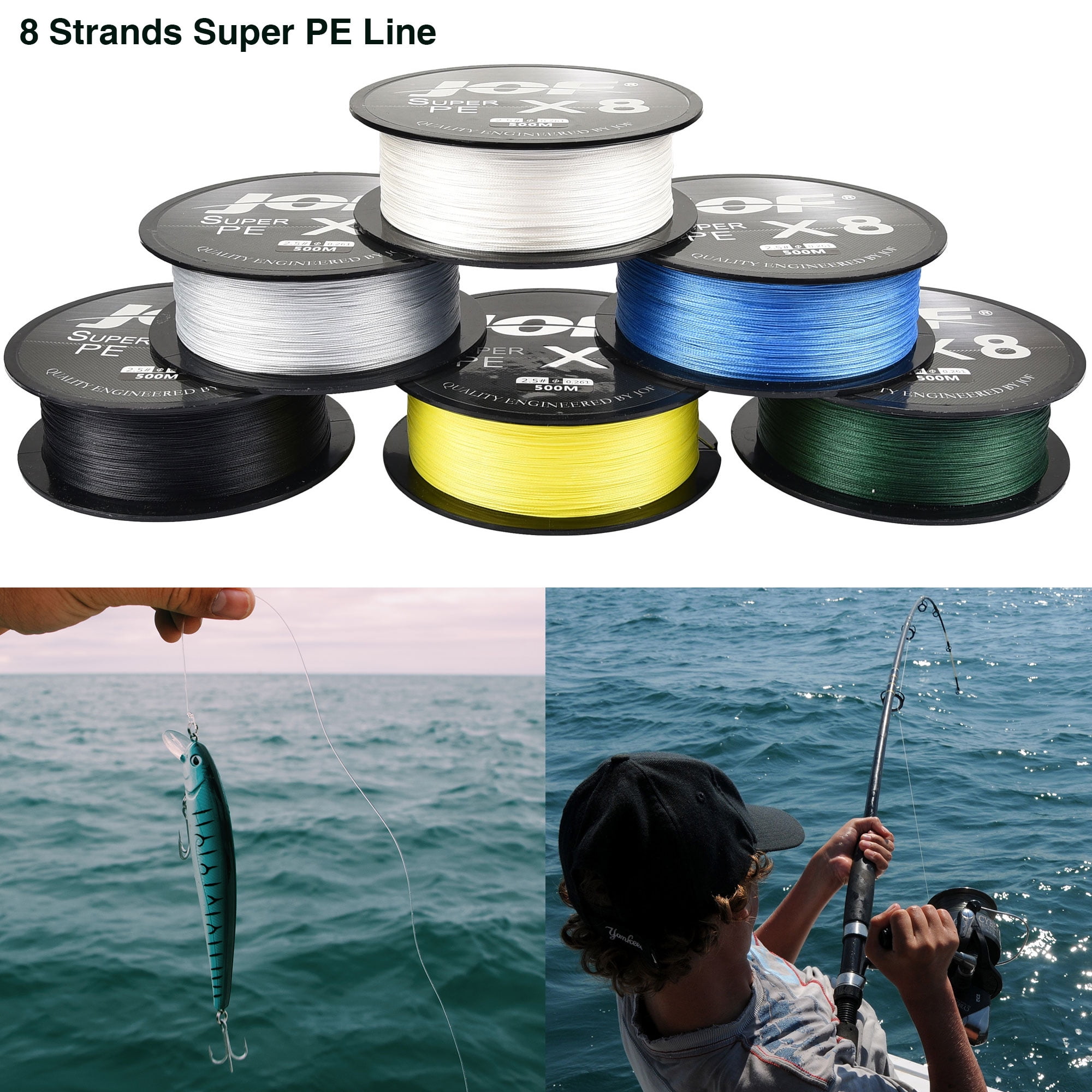 8 Strands Multi-color Extreme Dyneema PE Braid Fishing Line 100/300M/1000M/2000M 8 Strands Multi-color Extreme Dyneema PE Braid Fishing Line 100/300M/1000M/2000M