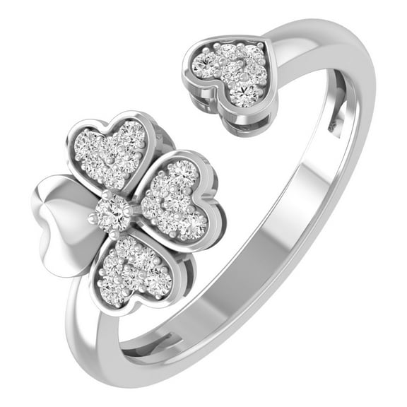 ARAIYA FINE JEWELRY 10K White Gold Lab Grown Diamond Heart Ring (1/6 cttw, I-J Color, I2-I3 Clarity) Size 6