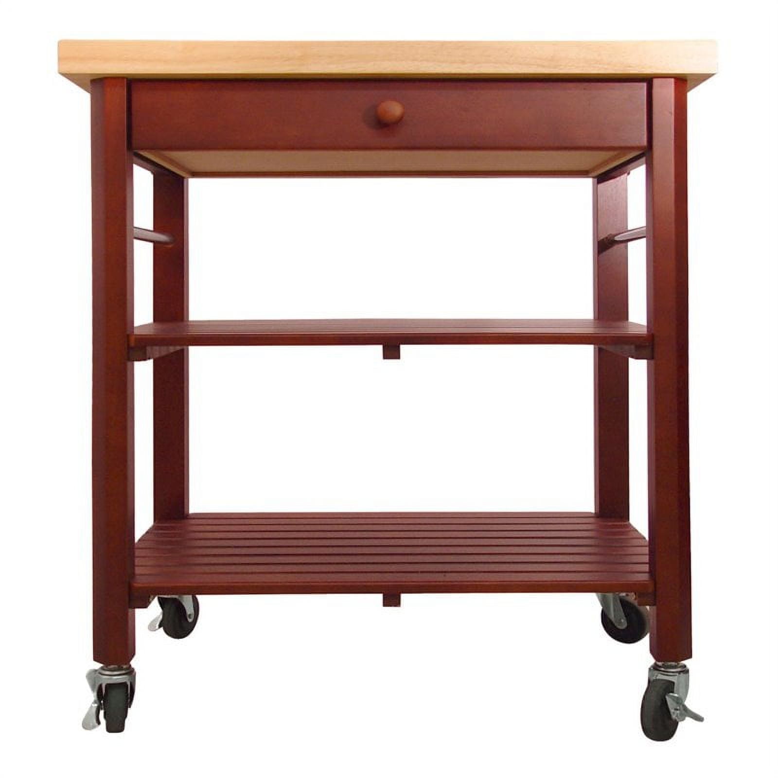 Catskill Craftsmen Red Wood Base with Rubberwood Top Kitchen Cart (29-in x 29-in x 20-in) Catskill Craftsmen Red Wood Base with Rubberwood Top Kitchen Cart (29-in x 29-in x 20-in)