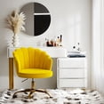thumbnail image 6 of Makeup Vanity Chair Velvet Upholstered Office Task Computer Desk Shell Swivel Adjustable Metal Gold Base Bedroom Yellow, 6 of 10