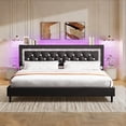 thumbnail image 6 of 4 EVER WINNER King Bed Frame with Storage Headboard, Faux Leather Bed Frame with Diamond Tufted Headboard and LED Lights,Wooden Slats Support, Noise Free, No Box Spring Needed, Easy Assembly, Black, 6 of 6