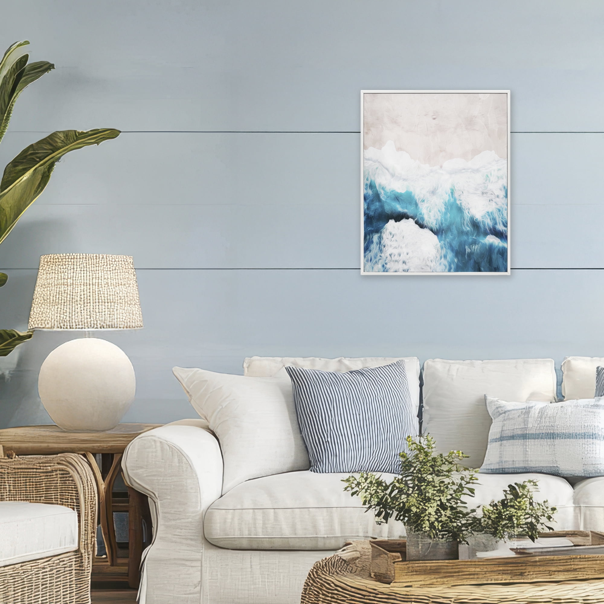 Stupell Industries On The Beach Aerial White Framed Giclee Art, design by Milli Villa