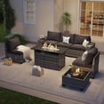 thumbnail image 2 of Aoxun 7 Pcs Outdoor Patio Furniture Sets with with 44'' Fire Table, Widen Armrests Wicker Outdoor Sectional for Backyard (Waterproof Cover Include), 2 of 7