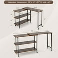 thumbnail image 3 of Costway 360° Rotatable Sofa Side Table L-shaped Laptop Desk Snack Table w/ 2-Tier Shelf Patented, 3 of 10